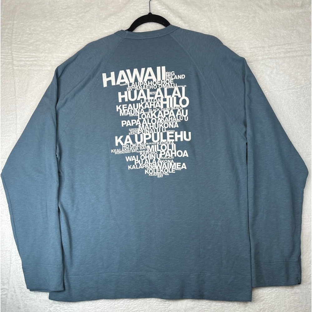 James Perse Hawaii Graphic Vintage Sweatshirt Mens 4 XL Blue Raglan Sleeve